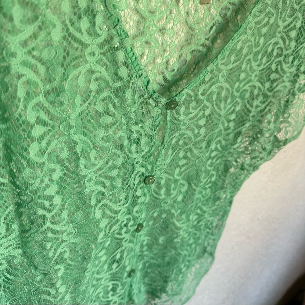 October sky lace see through button up tie front blouse - Picture 4 of 6